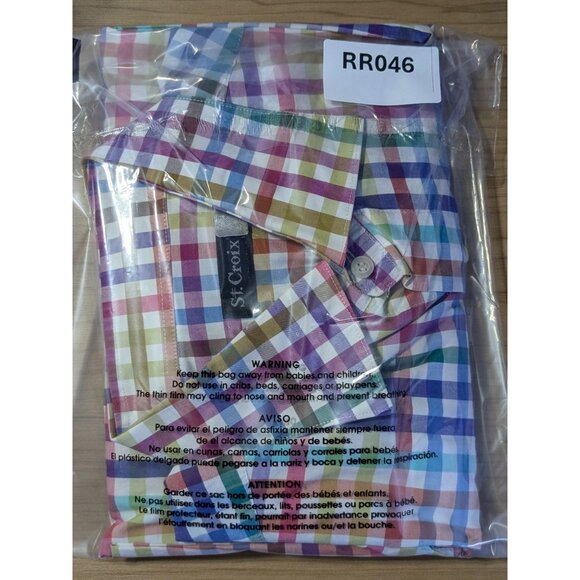 St. Croix Multicolored Rainbow Plaid Button-Down Long Sleeve Shirt Mens XL - Picture 10 of 10